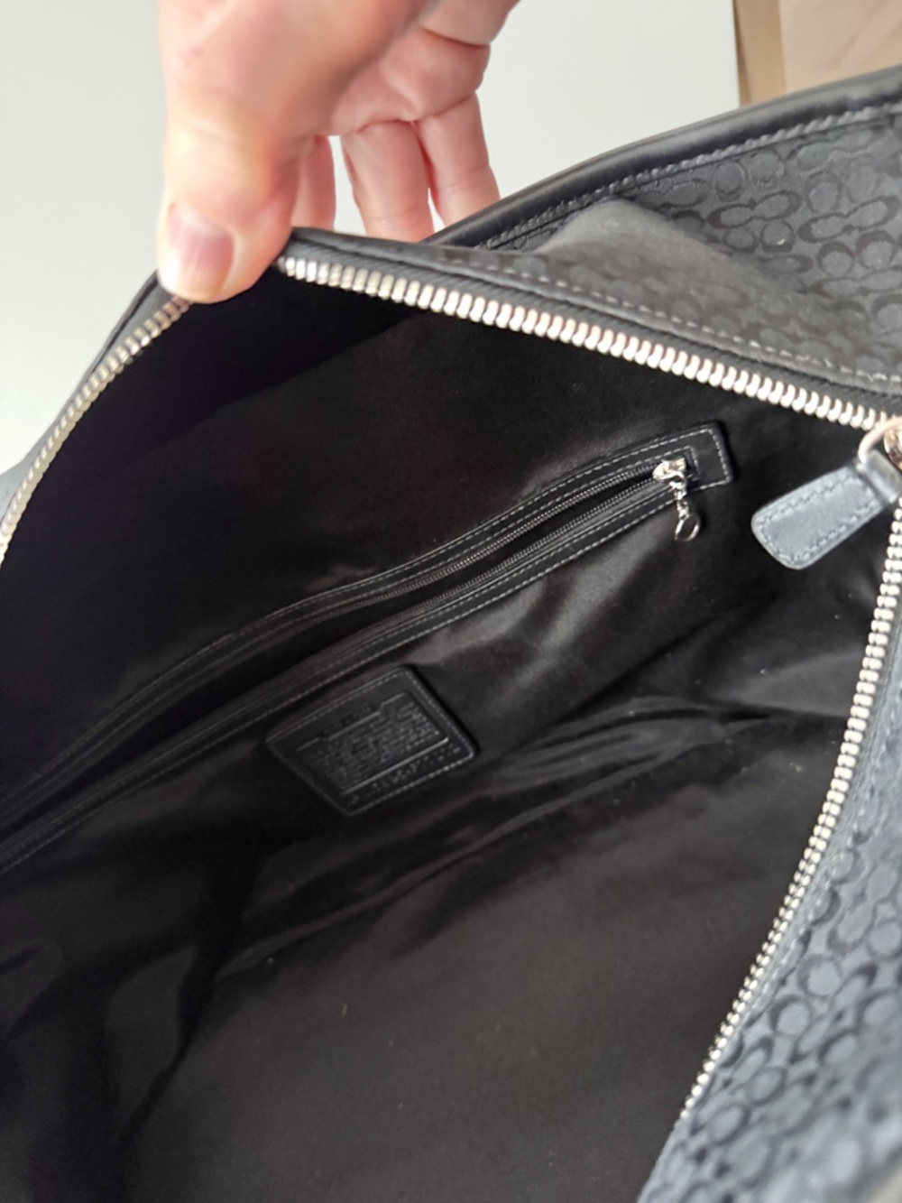 Coach Black Signature C Jacquard Large Tote Travel Bag Carry On - Picture 10 of 12